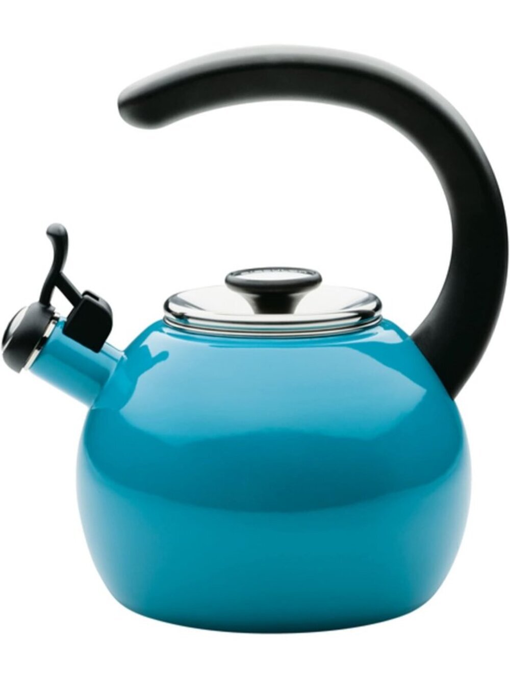 Turquoise Kitchen Whistling Teakettle 2-QT Enamel On Steel Stovetop Induction